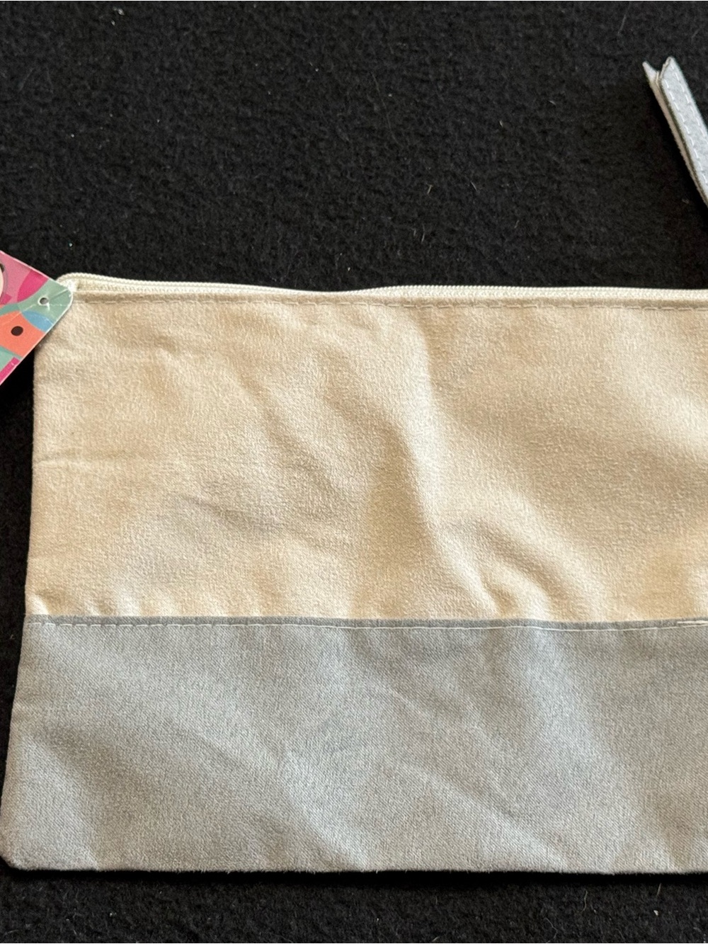 ipsy Two-Tone Cosmetic Bag in Cream and Light Gray